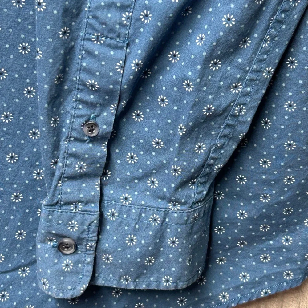 Lee Men's XXL Blue Floral Print Long Sleeve Button Down Regular Fit Shirt - Picture 4 of 9